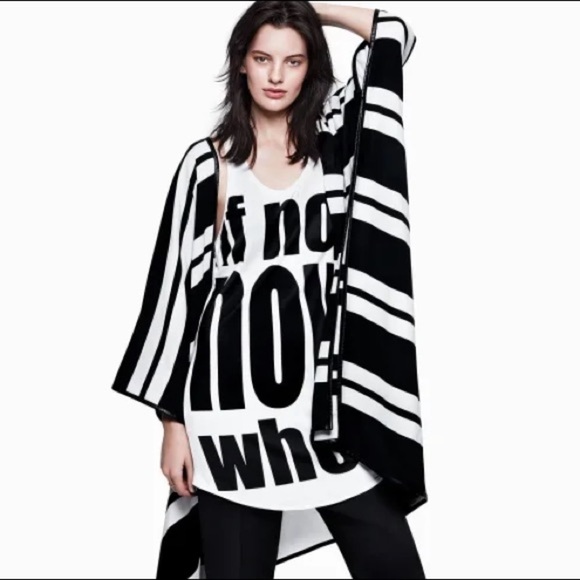 H&M Black and White Striped Cape Jacket - Picture 2 of 8